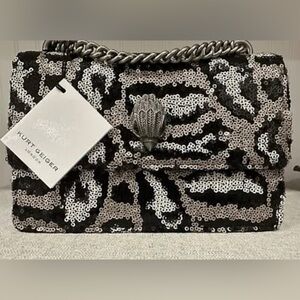 NWOT Kurt Geiger Black and Silver Leopard Sequin Women's Bag